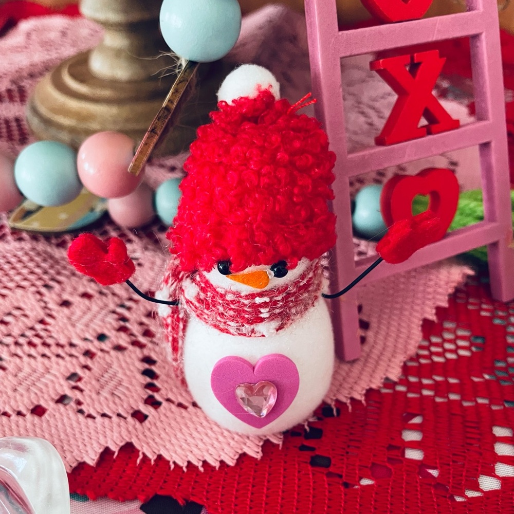 Red and White Snowman Figurine